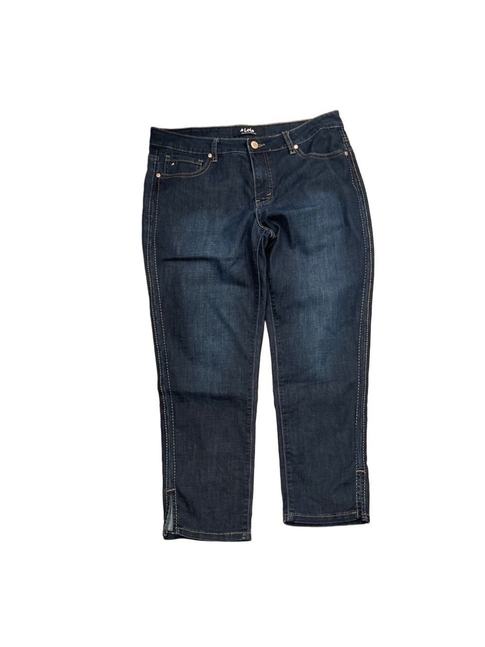 Lois Georgia Capri Jeans W32 Dark Indigo Stretch Denim Mid Rise Cropped - Picture 2 of 10